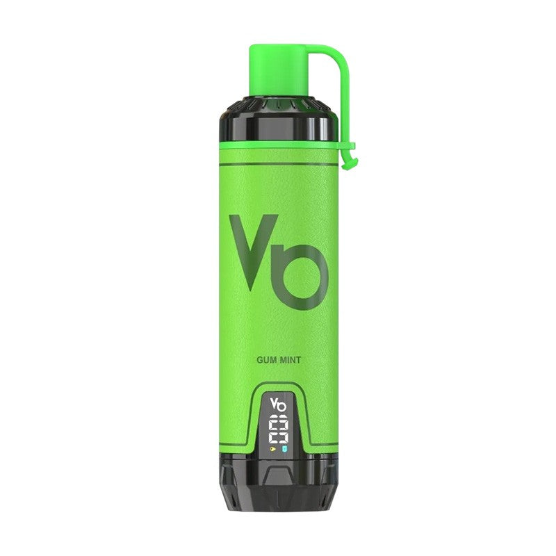 Green and black Vaporesso vape device on a white background
