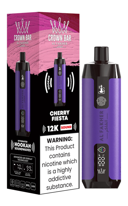 Purple electronic device with packaging labeled 'Crown Bar' on a white background