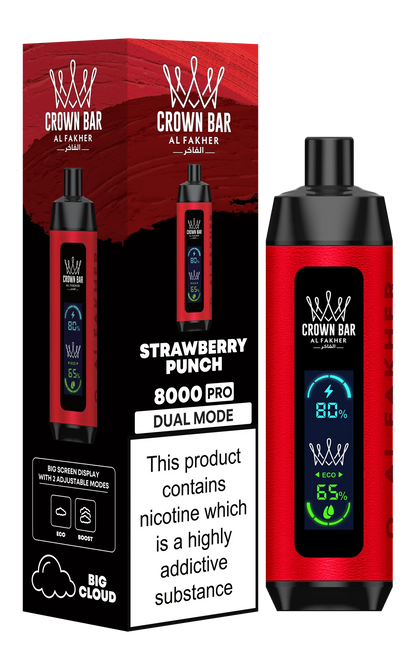 Red Crown Bar vape device with packaging on a white background