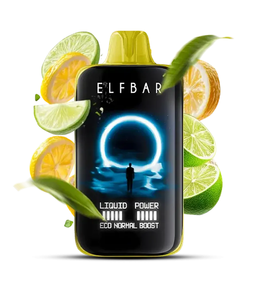 Elfbar vape device with lemon and lime slices on a white background