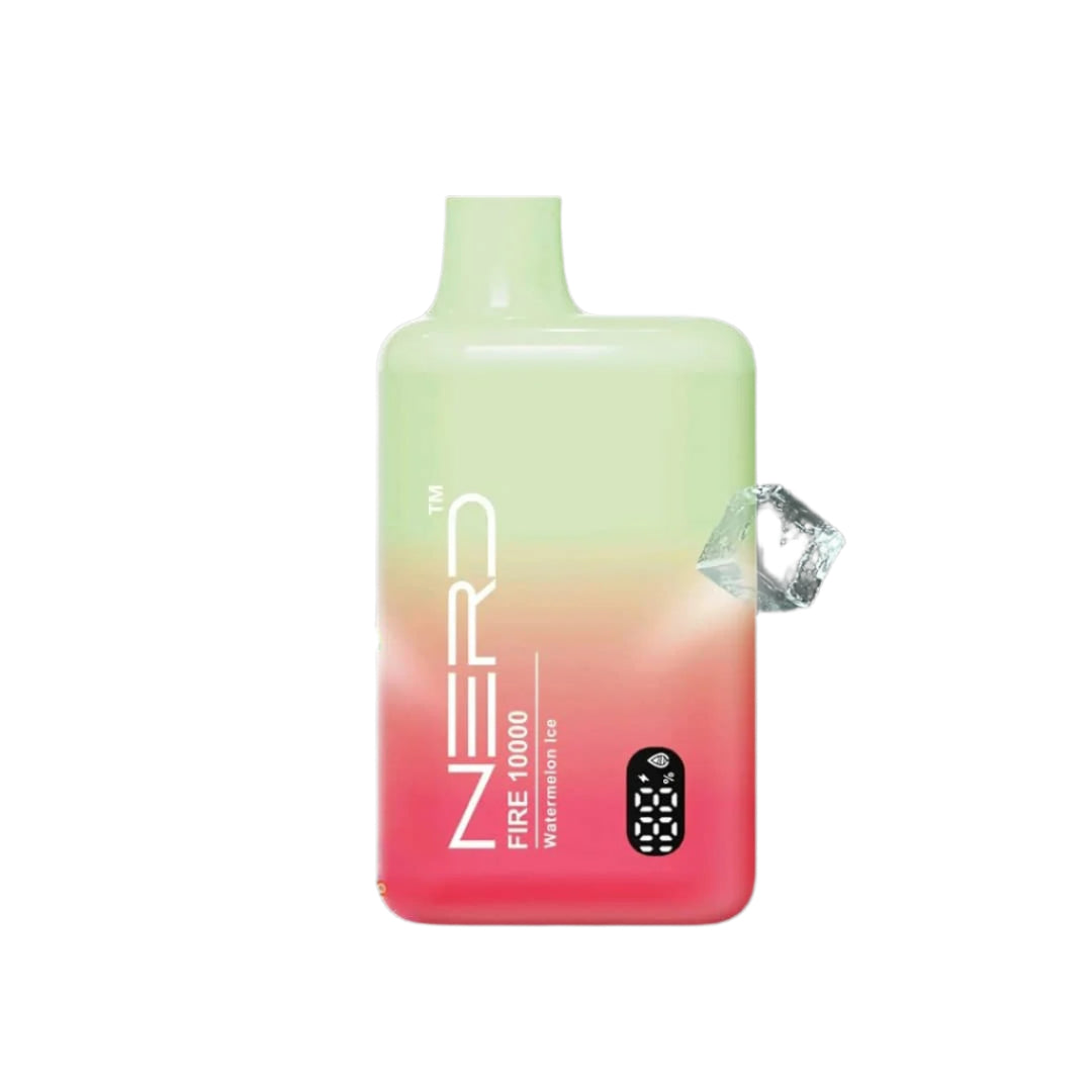 Vape device with watermelon ice flavor on a white background, featuring the NERD brand.