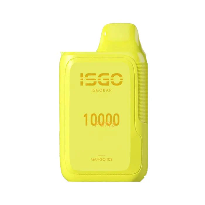 Yellow vape device with 'iSGO' branding on a white background