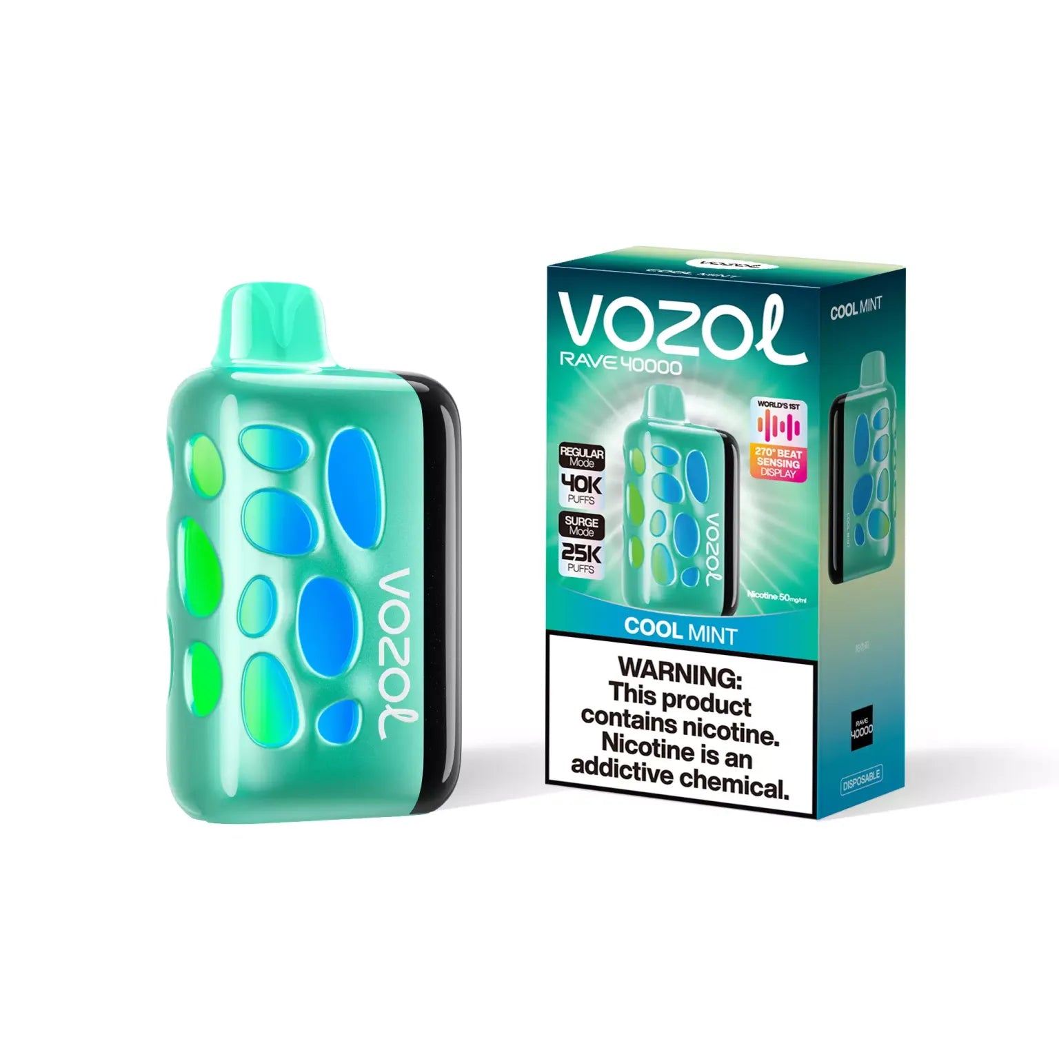 VOZOL vape device and packaging on a white background