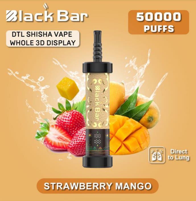 Shisha vape with strawberry and mango flavor on a beige background