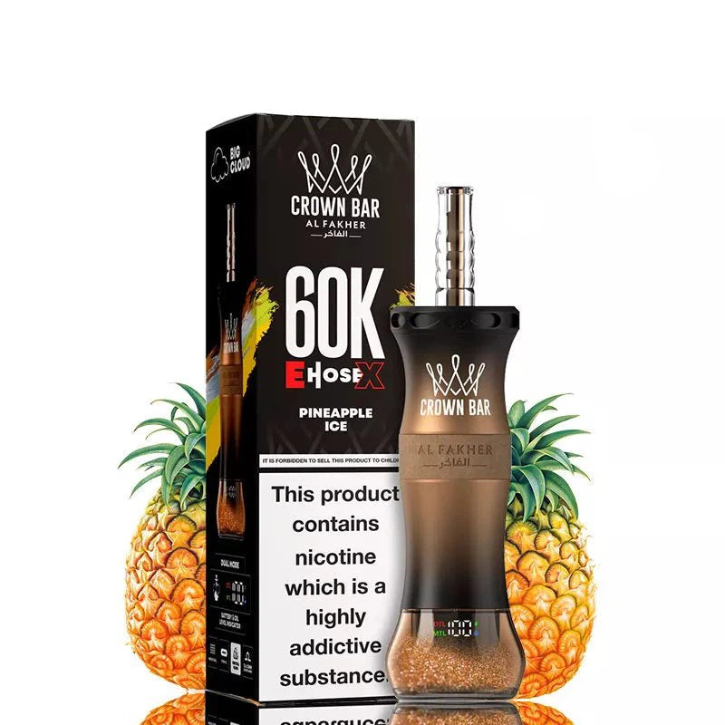 Pineapple Ice Crown Bar Al Fakher E-Hose X 60000 puffs disposable hookah vape flavor in Dubai