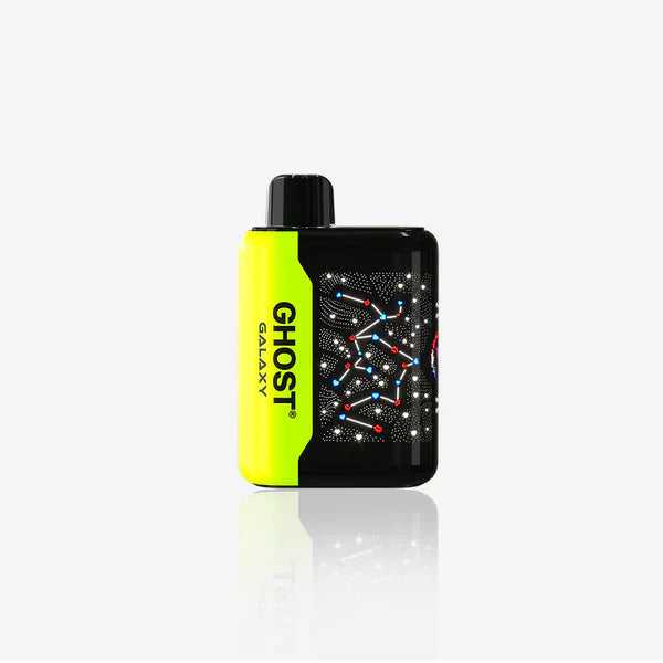 Ghost Galaxy vape device with black and yellow design on a white background