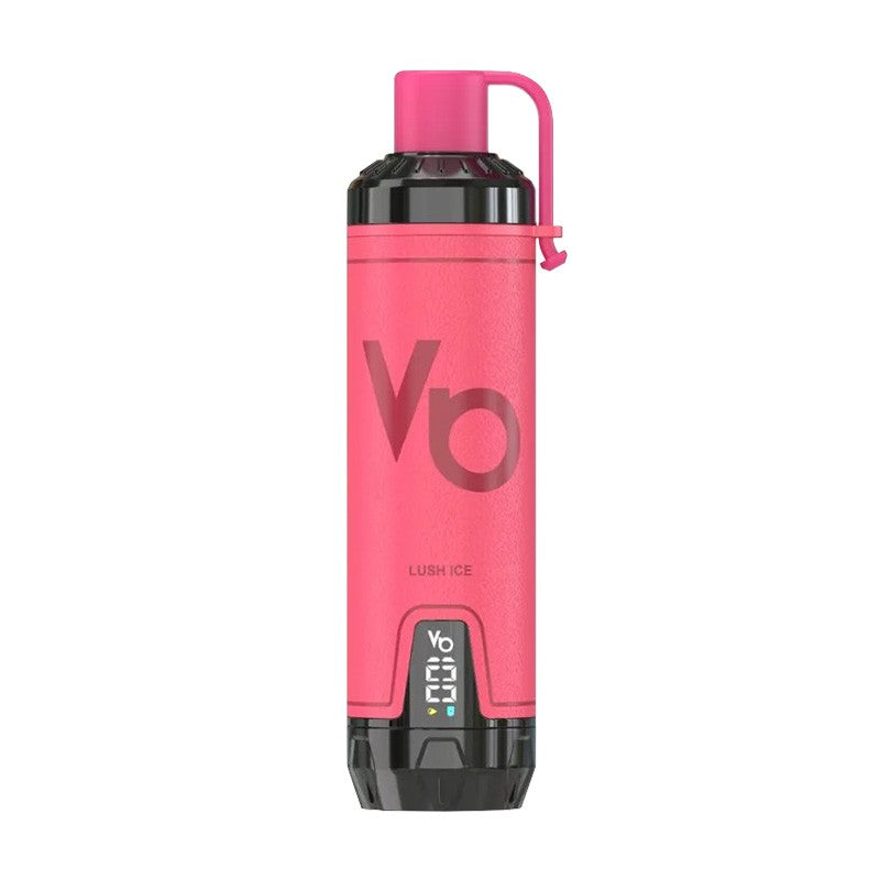 Pink water bottle with black cap on a white background